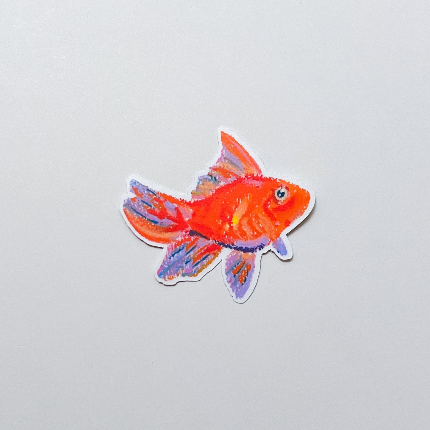 Colorful goldfish illustration on a light gray background