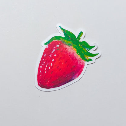Sticker of a strawberry on a light gray background