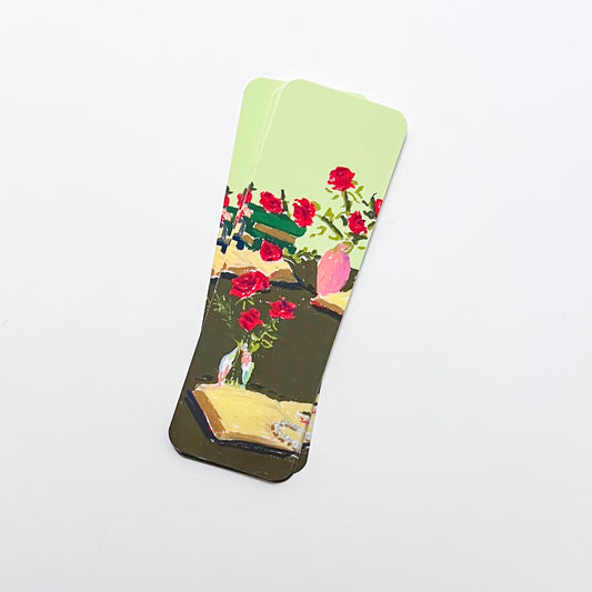 bookmark with floral and nature design on a light green background