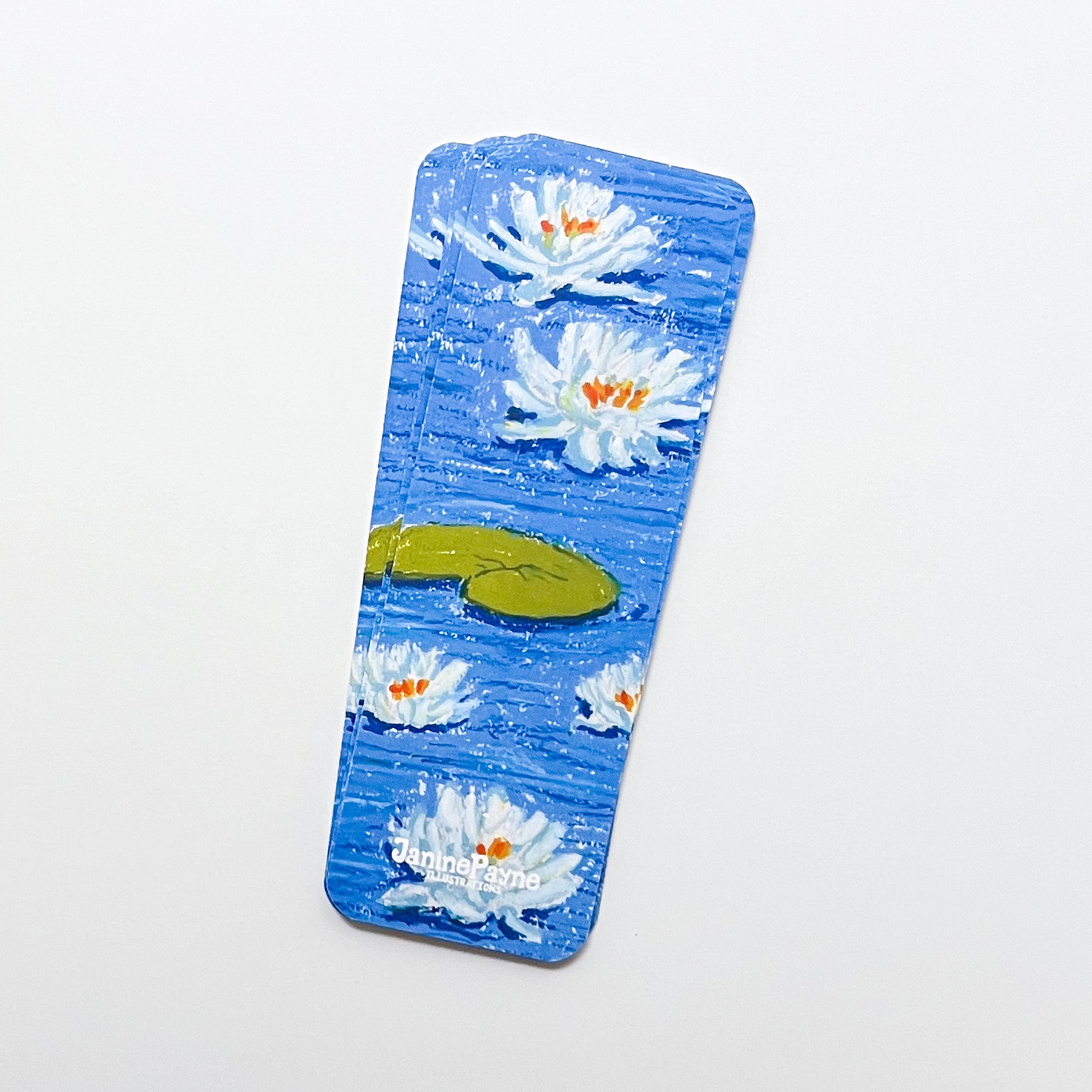 bookmark with waterlily design on a white background