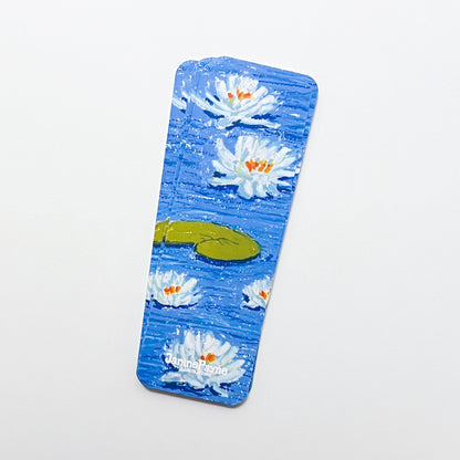 bookmark with waterlily design on a white background