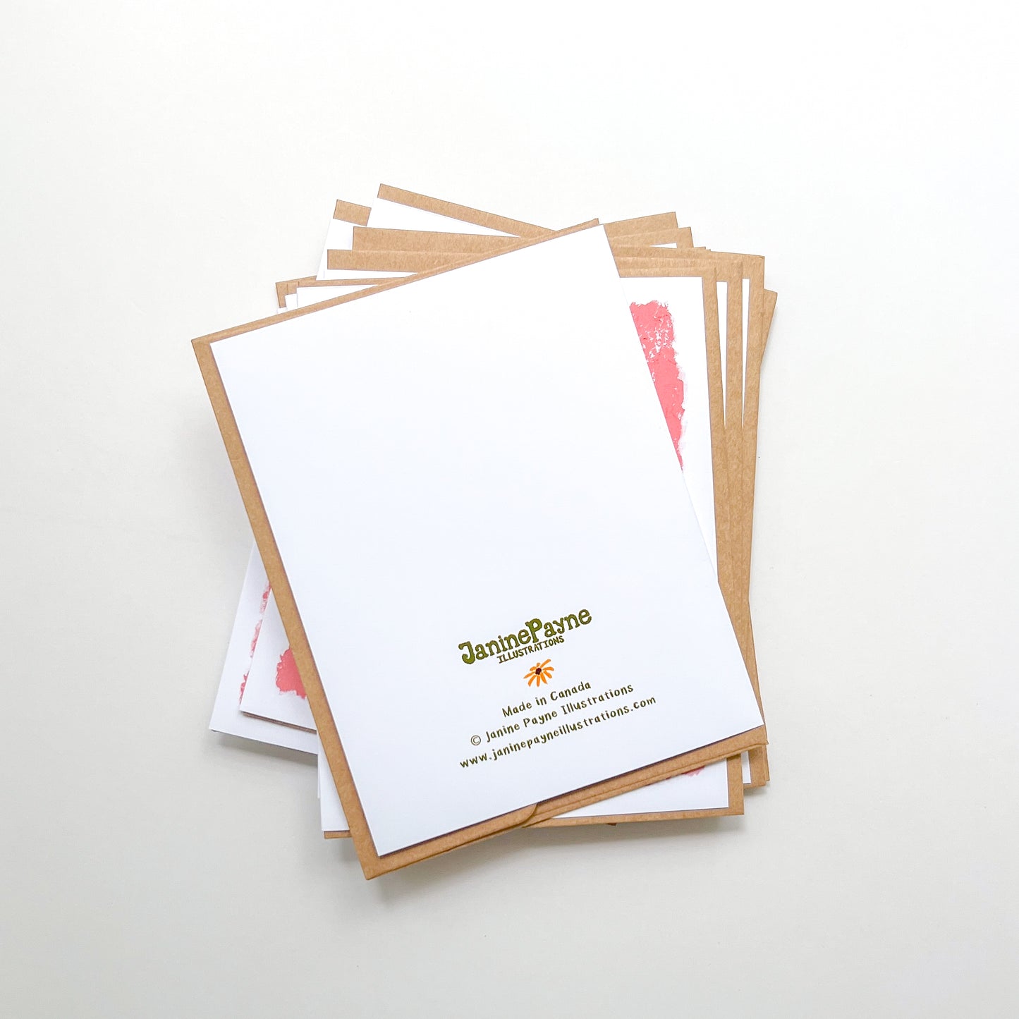 greeting card stack with Janine Payne Illustrations branding