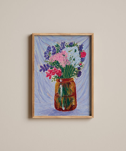 Oil Pastel Wildflower Vase | Art Print
